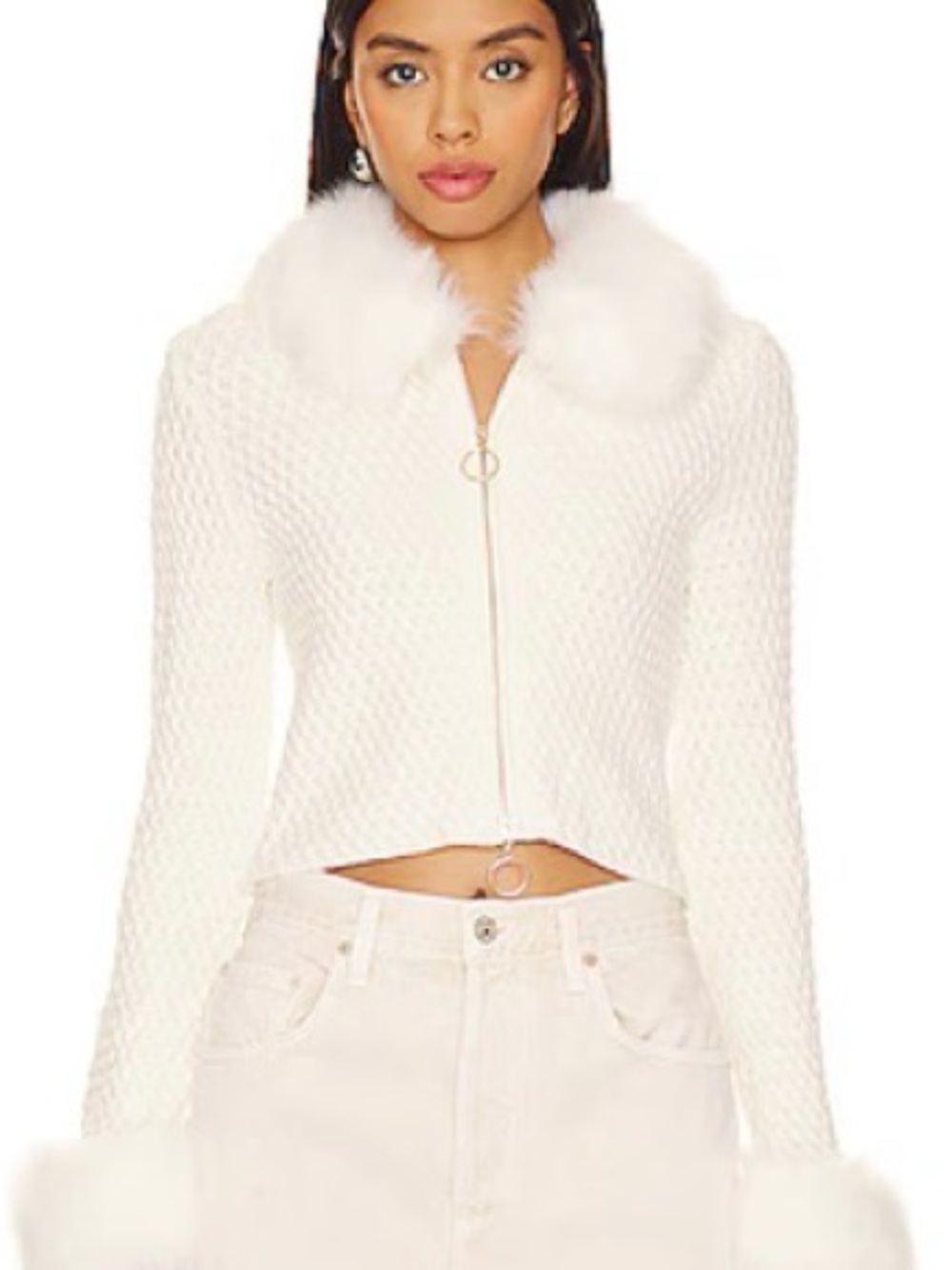 Show Me Your MuMu Zermatt Zip Up in White Pebble